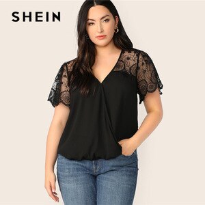 black sheer plus size blouse