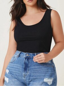 Plus Size Crop Tops for Women 4xl 5xl 6xl Summer Cotton Basic Crew Neck Solid Sexy Sleeveless  Corset Tank Top Camisoles Women