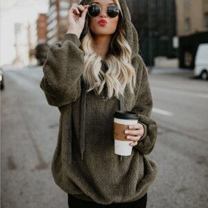 Fleece Oversized Hoodies Women’s Long Sleeve T-shirts Pullover Autumn Winter Warm Pocket Sweatshirt Lady Plus Size 5XL Clothes