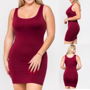 Plus Size Dresses For Women 4xl 5xl 6xl Party Bodycon Dress Elegant Midi O-neck Solid Color Sleeveless Sexy Dress Women Club A40