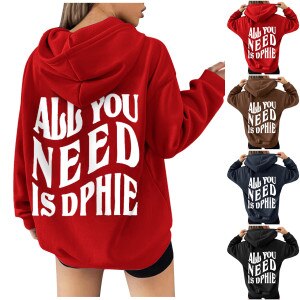 Plus Size Womens Hoodies Letter Printed Long Sleeve Hooded Sweatshirt 2021 Winter Autumn Pullovers Top Sudadera Mujer A40