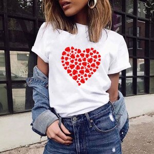 Plus Size TShirt Women Oversized Tops Lovely Sun Bicycle Print Shirts 100%Cotton Women T-shirts O-Neck Short Sleeve Tees 2021