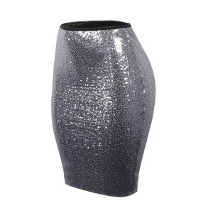 MIARHB Skirts Womens Plus Size Women Fashion Solid Slim High Waist Push up Hip Pencil Zipper Sequin Skirt Faldas Mujer Moda 2020