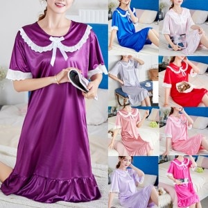 Women’s night dress fashion sexy backless nightgown plus size bottoming ladies home wear nightshirt Doll collar dresses 2021