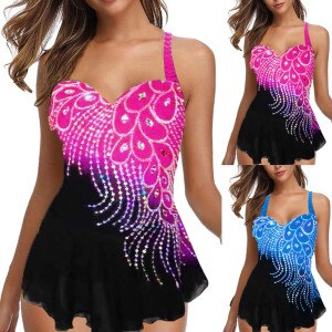 2021 New Bikini Hight Waist Women Plus Size Print Tankini Swimjupmsuit Swimsuit Beachwear Padded Swimwear maillot de bain