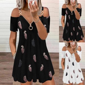 Open Back Sexy Zipper Dress Women's Fashion Casual Solid Color Plus Size Dress V-neck Short Sleeve Strap Dress 2021 Vestidos