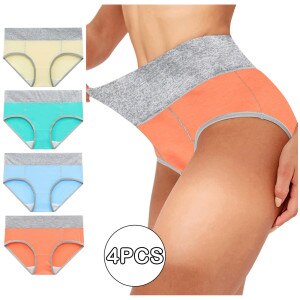 Womens Cotton Underwear Plus Size 5XL High Waist No Muffin Top Full Coverage Underwear for Women Knickers Bikini Underpants A20