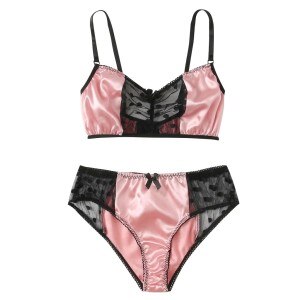 Pijama set Women Plus Size Satin Pajamas Lace Wireless Camisole Bra Bowknot Shorts Set Sleepwear Women Pijama Silk Underwear A5
