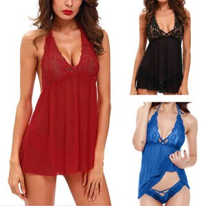 New Women Lenceria Sexy Sleepwear Hot Lace Open Erotic Plus Size Lingerie Porn Adult Sex Underwear Femme 2021 Hollow Nightdress