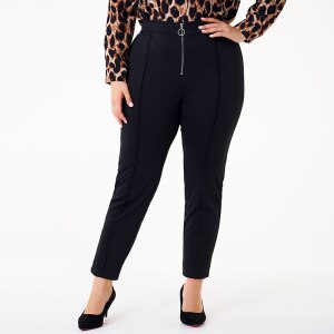 Summer New Style Women’s All-match Zipper Decoration Stretch Solid Color Plus Size Women’s Cropped Trousers