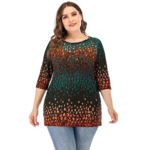 XL-5XL Stretch Plus Size Tops Loose For Women 2020 Summer Half Sleeve Plaid Casual Blouse Large Size Long Blouse Blusas Mujer
