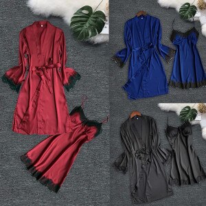 Sexy lingerie pajamas for women kigurumi home clothes nightie Plus Size Eyelash Lace V-neck Lace Details Pajamas lenceria 2021