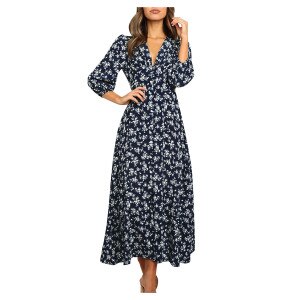Women Summer Dress Fashion V-neck Chiffon High Waist Long Sleeves Plus Size Dresses Party dress robe femme vestidos traf New