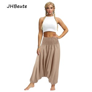 JHBeute Rayon Cotton Plus Size Yoga Pants Indoor Women’s Wide Leg Pants Retro Trousers Breathable Boyfriend Style Loose Bloomers