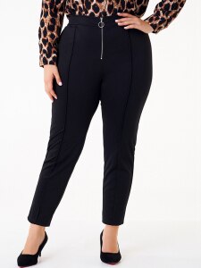 Summer New Style Women’s All-match Zipper Decoration Stretch Solid Color Plus Size Women’s Cropped Trousers