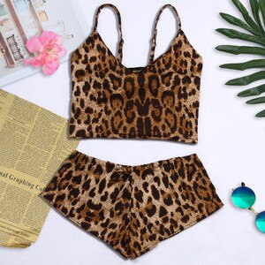 женские блузки Women Plus Size Sexy Lingerie Bow Leopard Underwear Sleepwear Set женские футболки dropshipping 2021