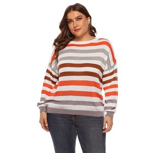Loose Oversize Rainbow Womens Sweater Casual Plus Size Multicolor Knitted Autumn Winter 2019 Pullover Striped Female Jumper