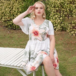 2021 Summer Dress Women Short Sleeve Floral Print Casual Sundress High Waist Hole Backless Plus Size Short Mini Beach Dresses