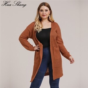 Women’s Casual Long Cardigan Plus Size Autumn Winter Long Sleeve Knit Sweater Cardigan Coat Pockets Women Cardigans Sweater