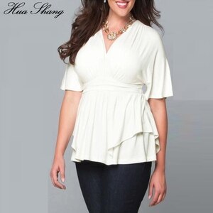 5XL 6XL Plus Size Blouse Women 2019 Female V Neck Short Sleeve White Blouse Shirt Large Size Chemise Femme Ladies Tunic Tops
