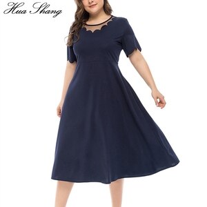 6XL Plus Size Casual Dress Women Sprint Autumn Mesh O Neck Short Sleeve Solid Party Dress Ladies Tunic Maxi Long Dresses