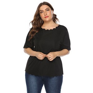 Plus Size Casual Blouse Women Summer O Neck Short Sleeve Solid Blouse Plus Size Ladies Tunic Tops