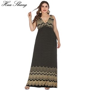 5XL 6XL Plus Size Casual Dress Women Summer V Neck Sleeveless Polka Dot Print Maxi Long Dress High Waist Backless Tank Dresses