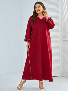 Plus Size Women’s Pajamas Spring Autumn V Neck Long Sleeve Solid Casual Sleepwear Dress Loose Oversized Maxi Long Dresses