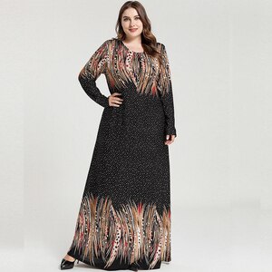 2020 Spring Autumn Women Long Sleeve Dress Plus Size Female Dot Striped Print Casual Dress Loose Oversized Maxi Long Dresses